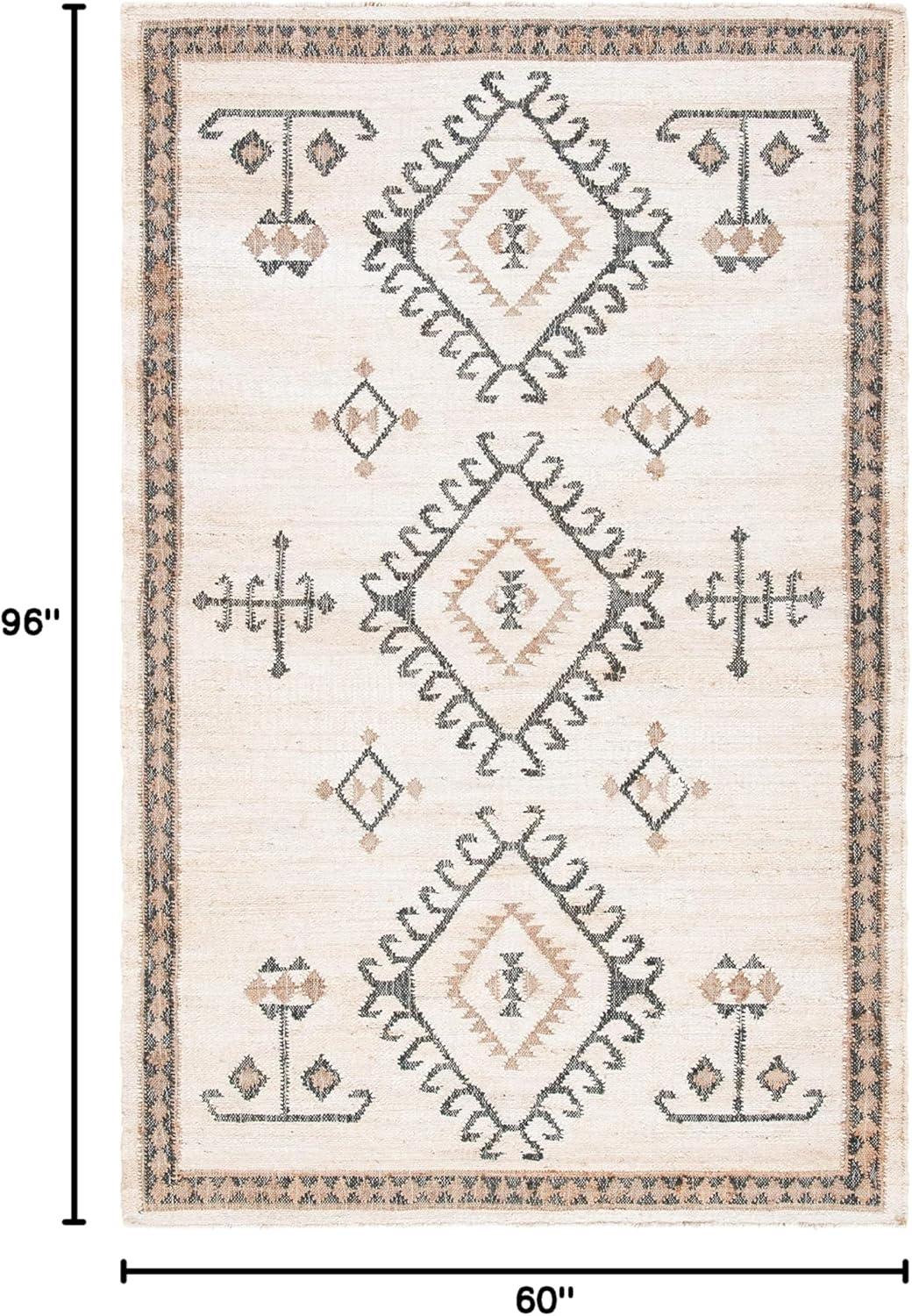 image:imageSAFAVIEH Area Rug 8x10 Kilim Collection Large Grey amp Black Handmade Flat Weave Jute Ideal for Living Room Bedroom Office Dining Space KLM762FIvoryBlack