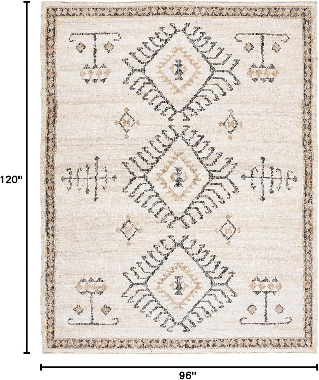 image:imageSAFAVIEH Area Rug 8x10 Kilim Collection Large Grey amp Black Handmade Flat Weave Jute Ideal for Living Room Bedroom Office Dining Space KLM762FIvoryBlack
