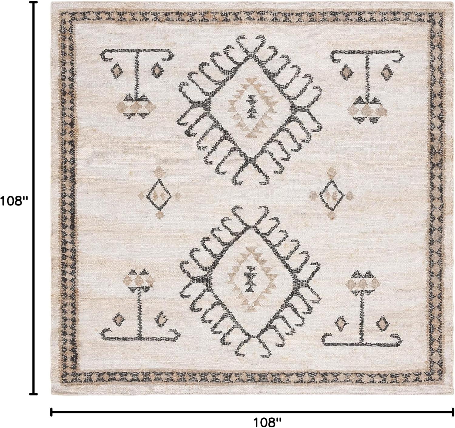 image:imageSAFAVIEH Area Rug 8x10 Kilim Collection Large Grey amp Black Handmade Flat Weave Jute Ideal for Living Room Bedroom Office Dining Space KLM762FIvoryBlack