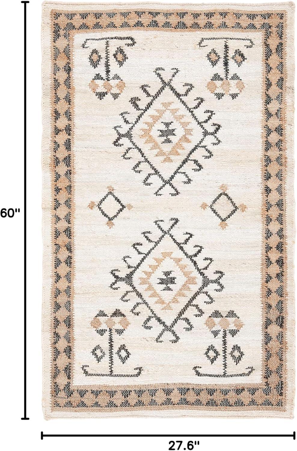 image:imageSAFAVIEH Area Rug 8x10 Kilim Collection Large Grey amp Black Handmade Flat Weave Jute Ideal for Living Room Bedroom Office Dining Space KLM762FIvoryBlack