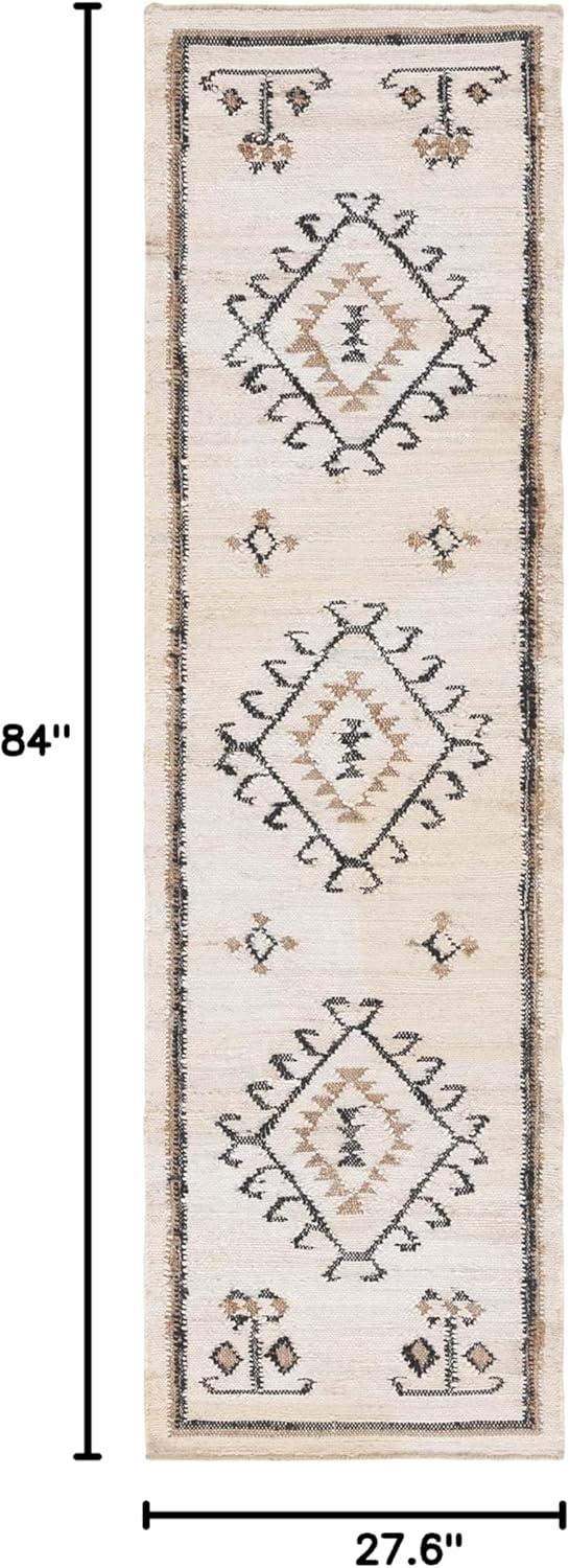 image:imageSAFAVIEH Area Rug 8x10 Kilim Collection Large Grey amp Black Handmade Flat Weave Jute Ideal for Living Room Bedroom Office Dining Space KLM762FIvoryBlack