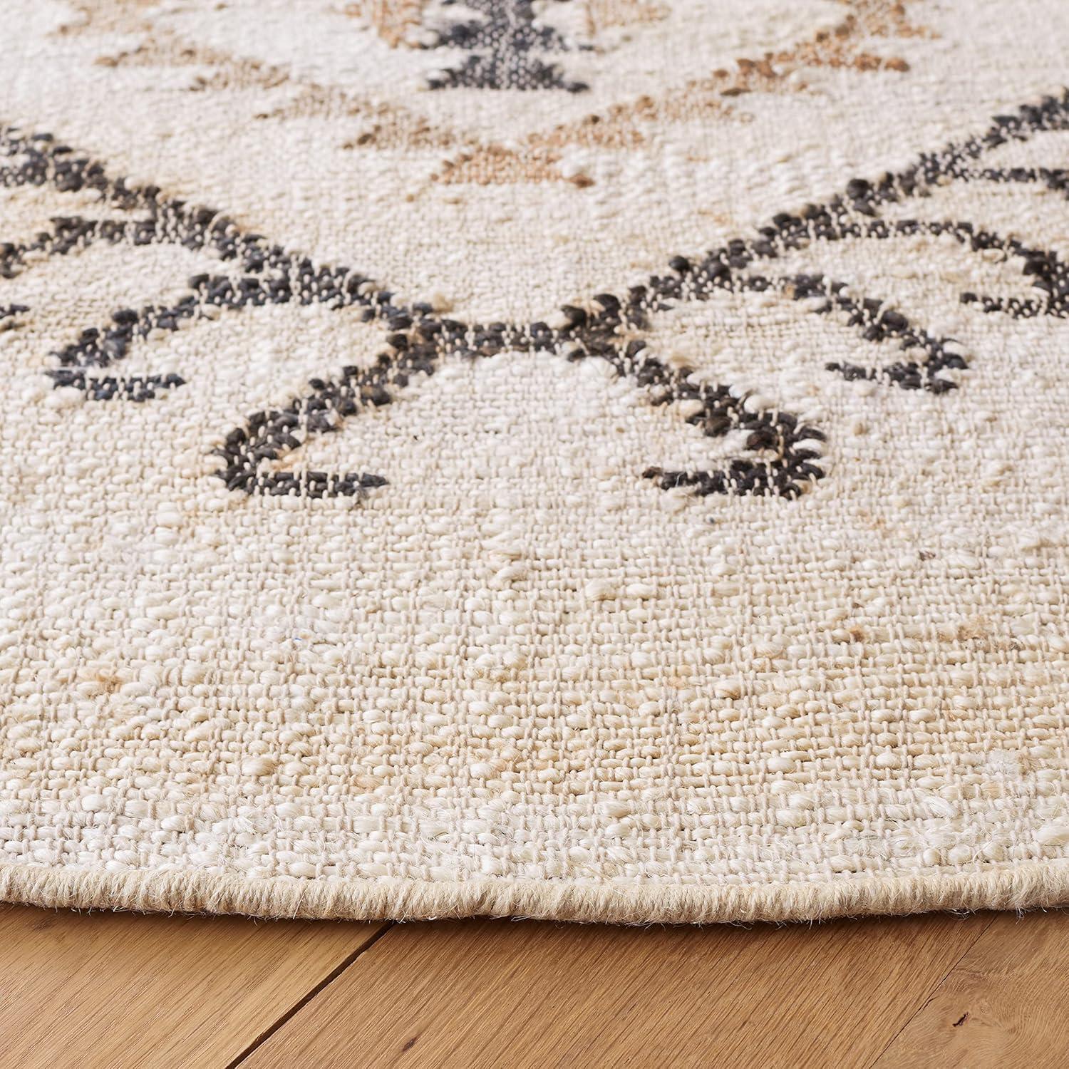 image:imageSAFAVIEH Area Rug 8x10 Kilim Collection Large Grey amp Black Handmade Flat Weave Jute Ideal for Living Room Bedroom Office Dining Space KLM762FIvoryBlack