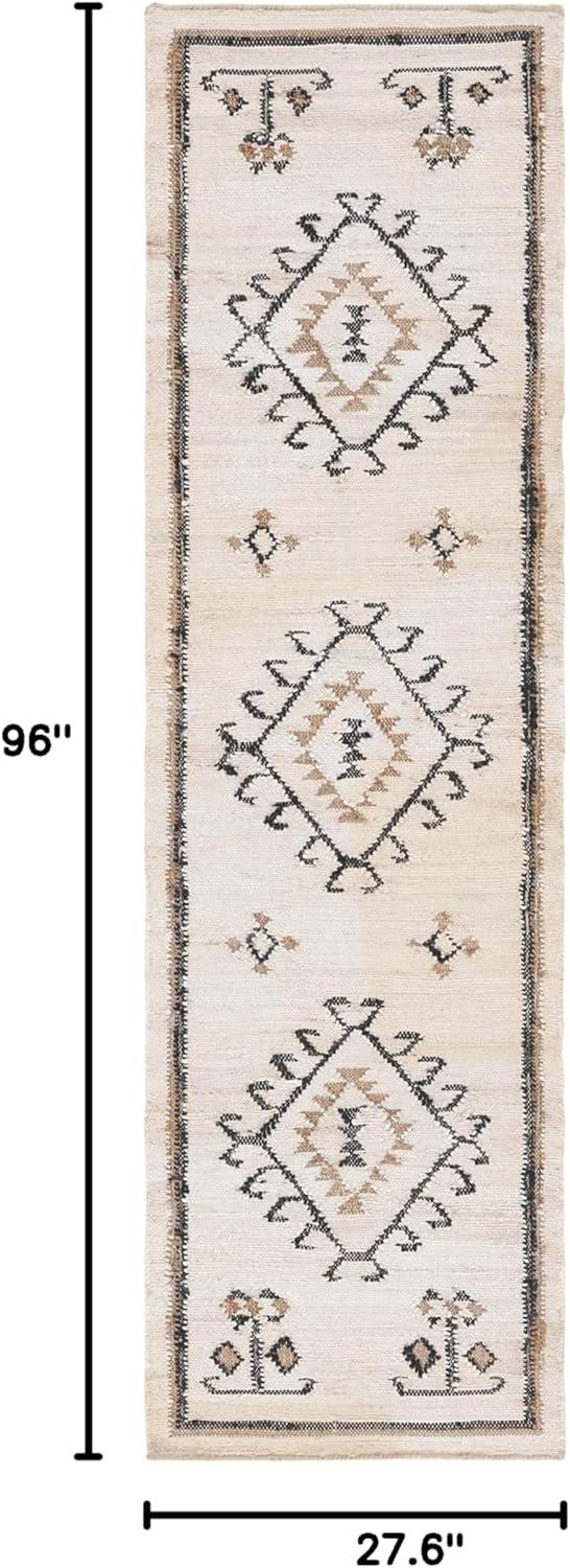 image:imageSAFAVIEH Area Rug 8x10 Kilim Collection Large Grey amp Black Handmade Flat Weave Jute Ideal for Living Room Bedroom Office Dining Space KLM762FIvoryBlack