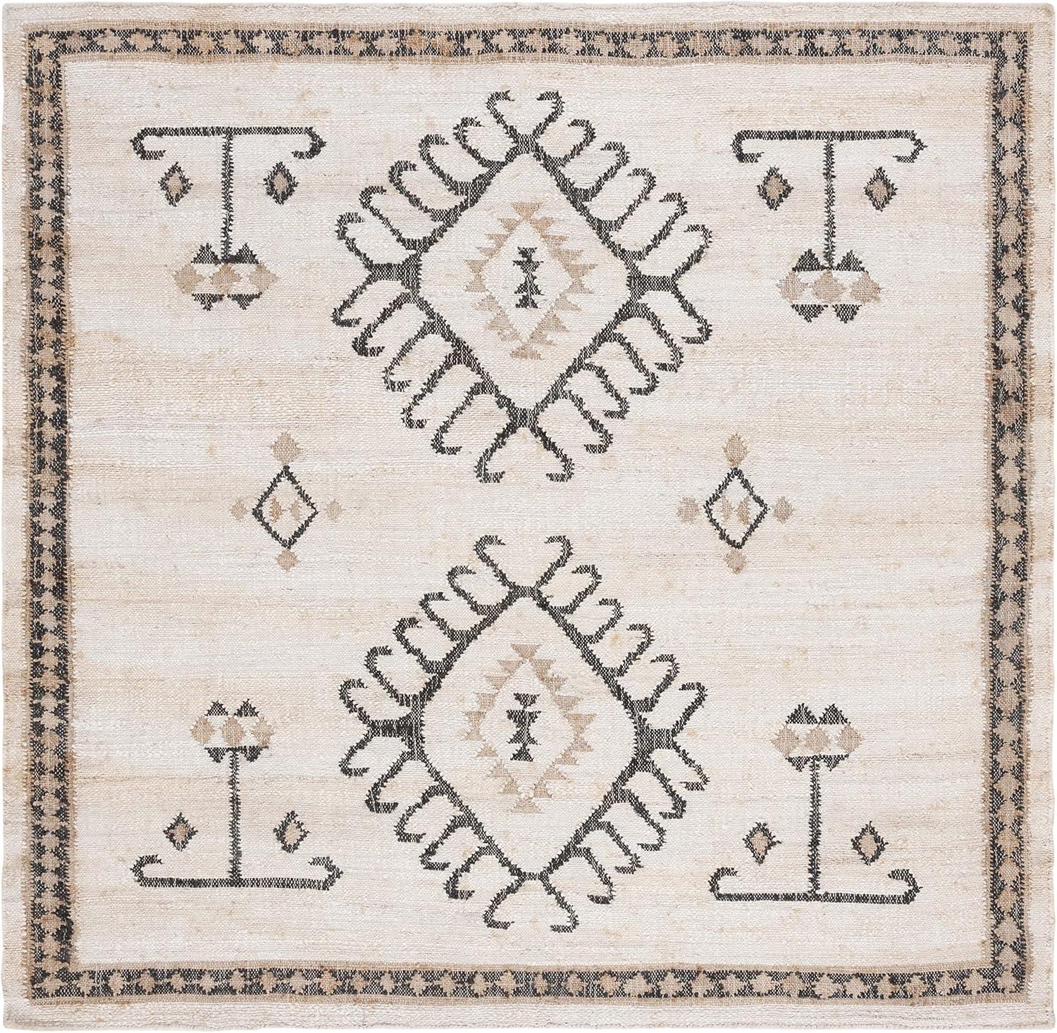 image:imageSAFAVIEH Area Rug 8x10 Kilim Collection Large Grey amp Black Handmade Flat Weave Jute Ideal for Living Room Bedroom Office Dining Space KLM762FIvoryBlack