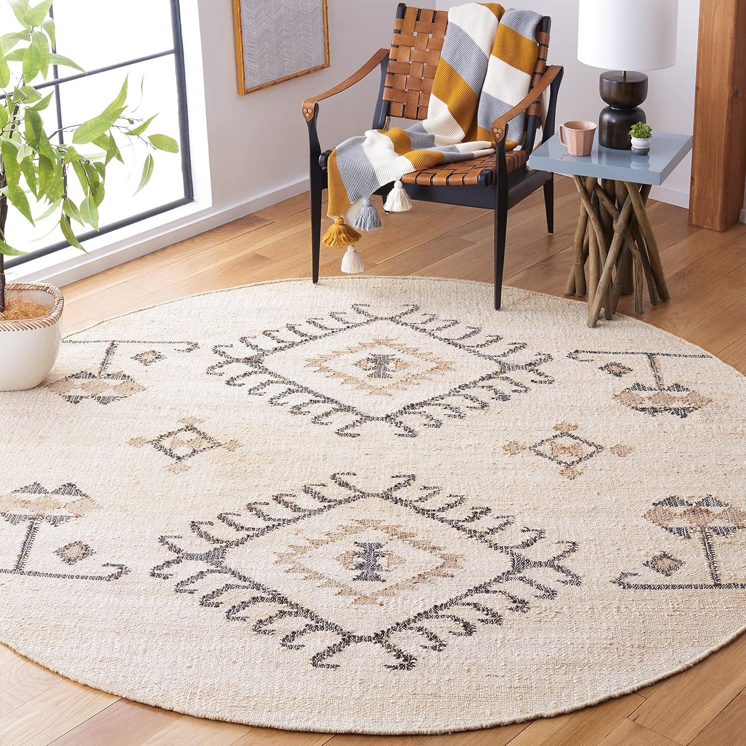 image:imageSAFAVIEH Area Rug 8x10 Kilim Collection Large Grey amp Black Handmade Flat Weave Jute Ideal for Living Room Bedroom Office Dining Space KLM762FIvoryBlack