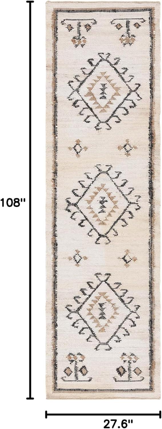 image:imageSAFAVIEH Area Rug 8x10 Kilim Collection Large Grey amp Black Handmade Flat Weave Jute Ideal for Living Room Bedroom Office Dining Space KLM762FIvoryBlack