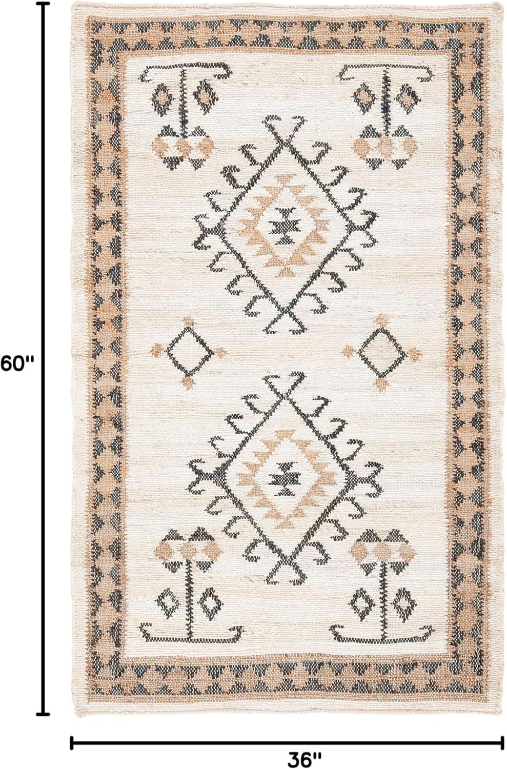 image:imageSAFAVIEH Area Rug 8x10 Kilim Collection Large Grey amp Black Handmade Flat Weave Jute Ideal for Living Room Bedroom Office Dining Space KLM762FIvoryBlack