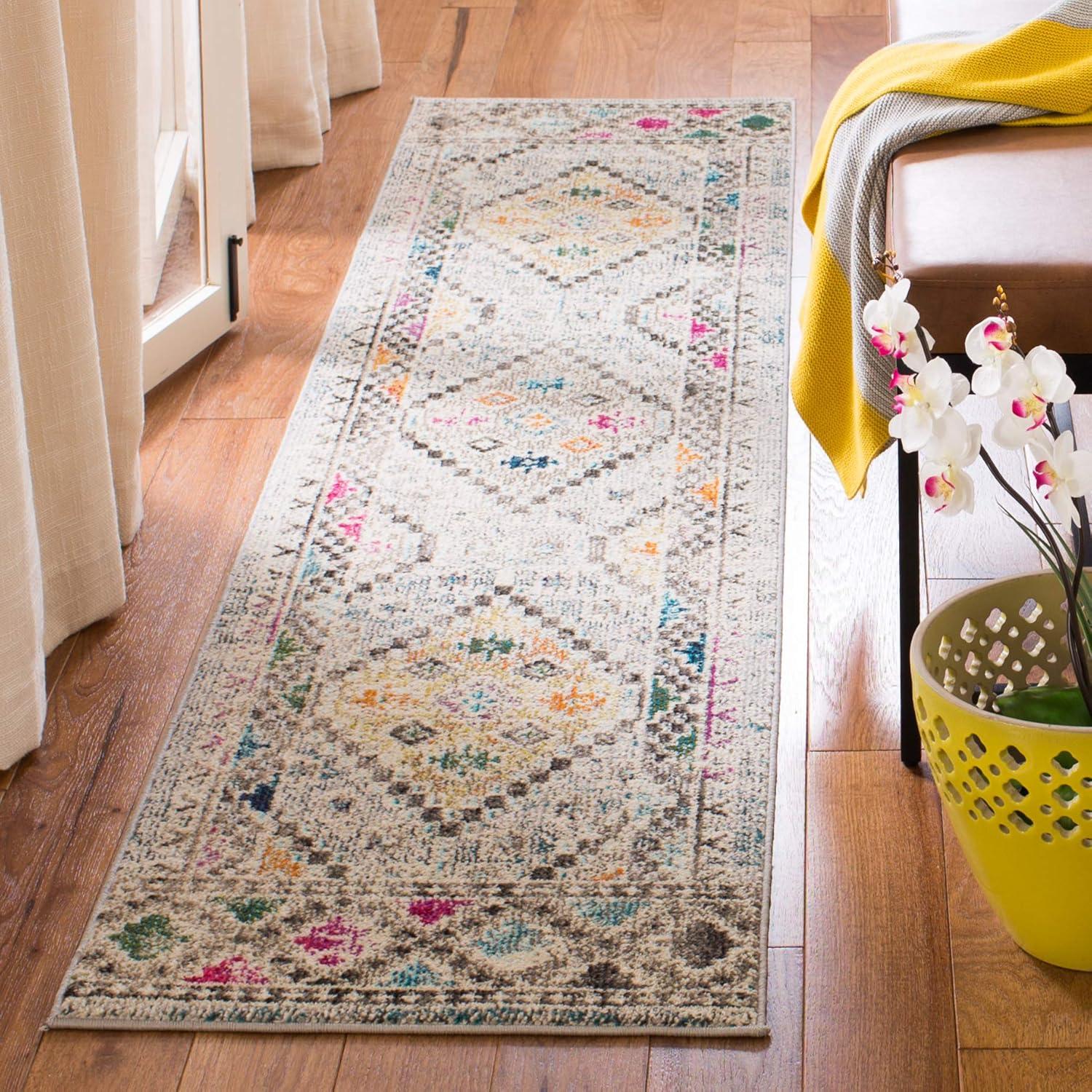 image:imageSAFAVIEH Area Rug 8x10 Madison Collection Large Black amp Yellow Boho Diamond Distressed Design NonShedding amp Easy Cleaning Ideal for Living Room Bedroom Office Dining Space MAD418ZGreyYellow
