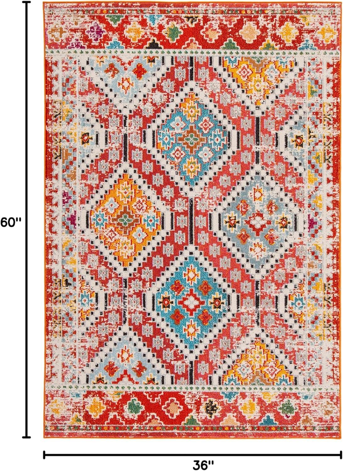 image:imageSAFAVIEH Area Rug 8x10 Madison Collection Large Black amp Yellow Boho Diamond Distressed Design NonShedding amp Easy Cleaning Ideal for Living Room Bedroom Office Dining Space MAD418ZRustPink