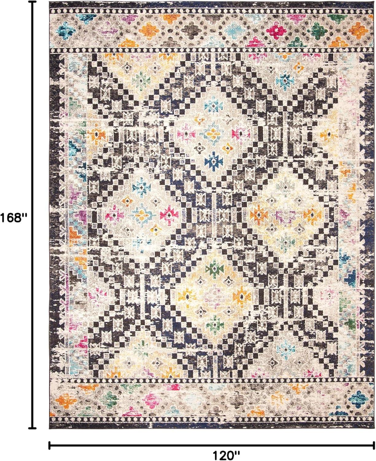image:imageSAFAVIEH Area Rug 8x10 Madison Collection Large Black amp Yellow Boho Diamond Distressed Design NonShedding amp Easy Cleaning Ideal for Living Room Bedroom Office Dining Space MAD418ZBlackYellow
