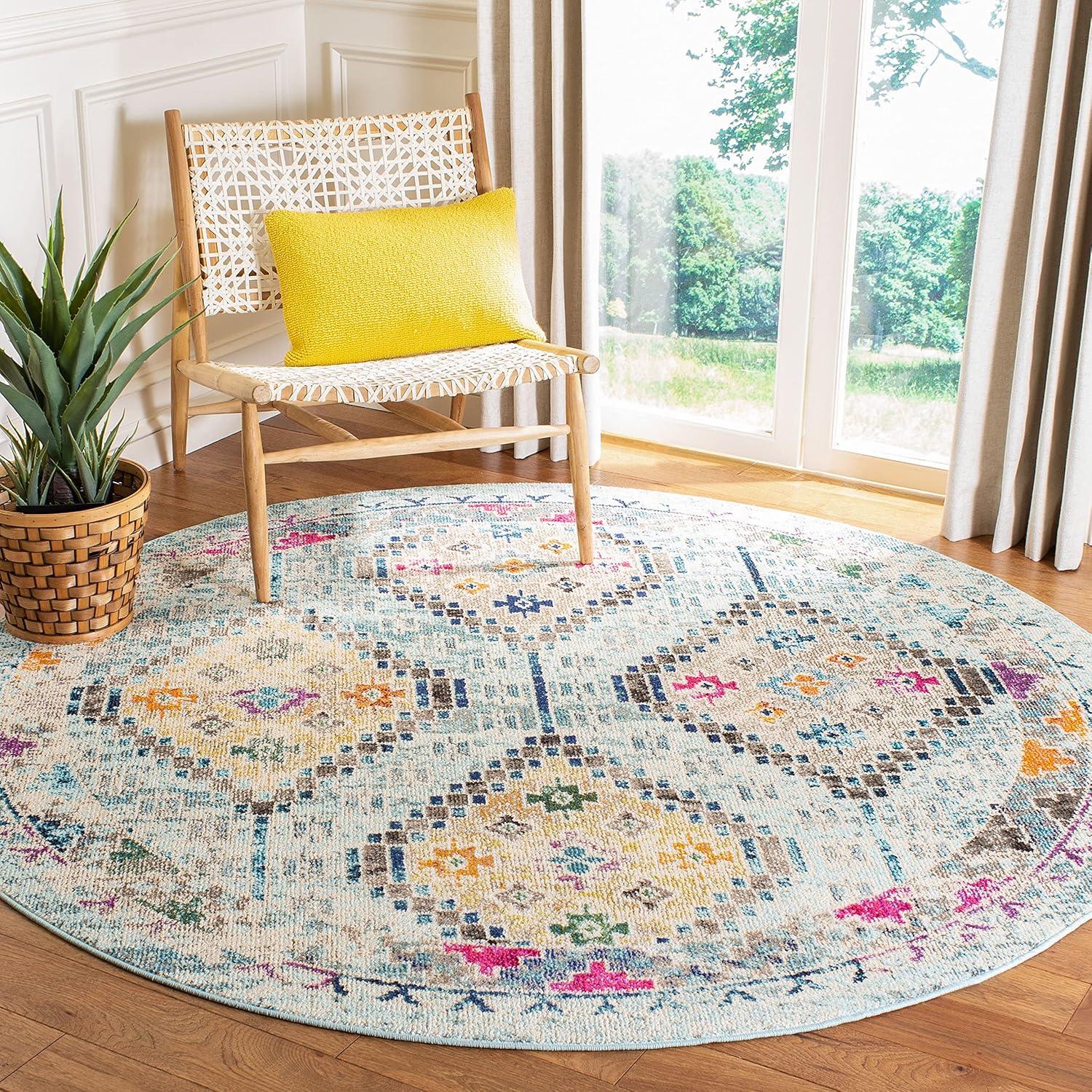 image:imageSAFAVIEH Area Rug 8x10 Madison Collection Large Black amp Yellow Boho Diamond Distressed Design NonShedding amp Easy Cleaning Ideal for Living Room Bedroom Office Dining Space MAD418ZBlueYellow
