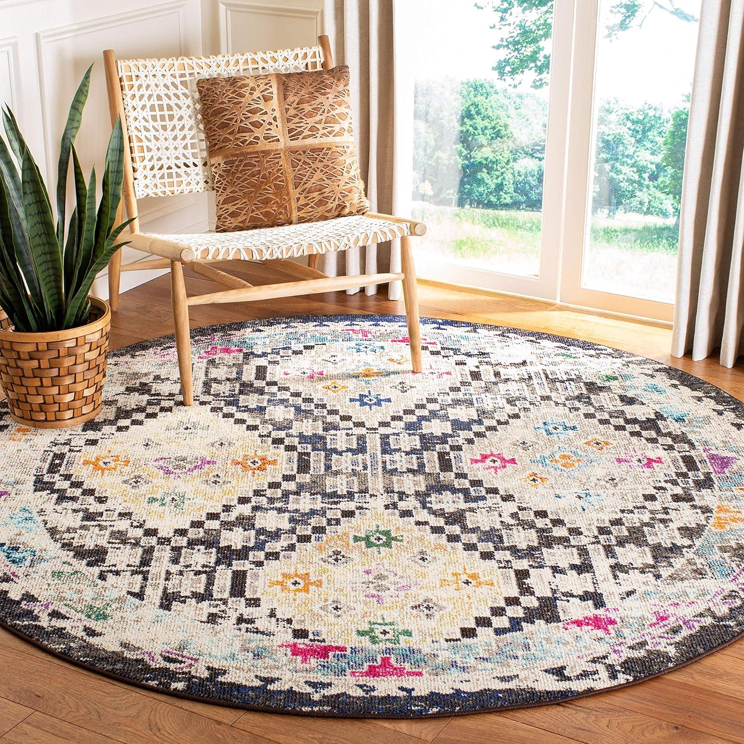 image:imageSAFAVIEH Area Rug 8x10 Madison Collection Large Black amp Yellow Boho Diamond Distressed Design NonShedding amp Easy Cleaning Ideal for Living Room Bedroom Office Dining Space MAD418ZBlackYellow