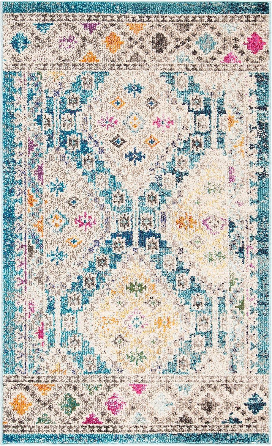 image:imageSAFAVIEH Area Rug 8x10 Madison Collection Large Black amp Yellow Boho Diamond Distressed Design NonShedding amp Easy Cleaning Ideal for Living Room Bedroom Office Dining Space MAD418ZDark BlueYellow