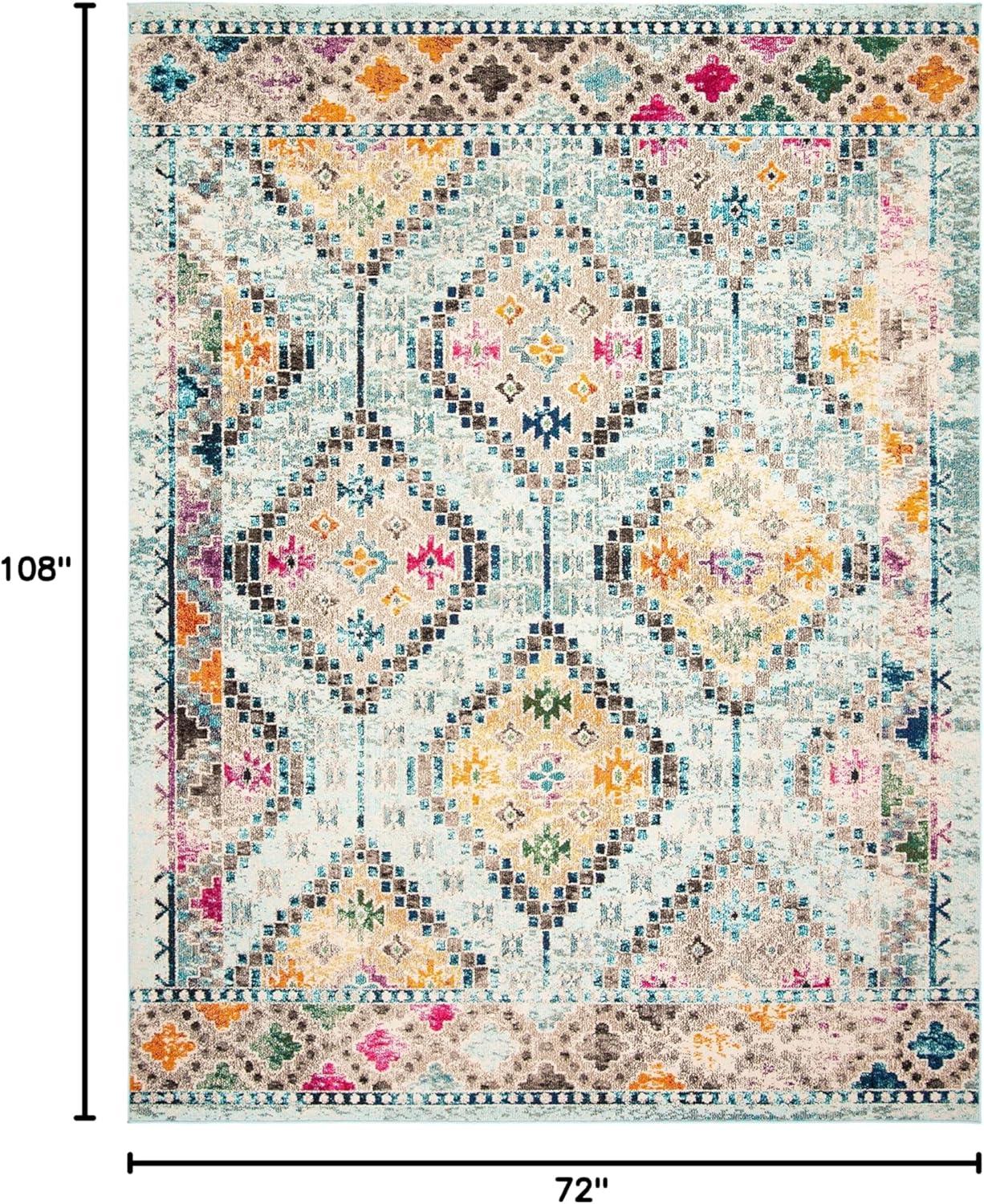image:imageSAFAVIEH Area Rug 8x10 Madison Collection Large Black amp Yellow Boho Diamond Distressed Design NonShedding amp Easy Cleaning Ideal for Living Room Bedroom Office Dining Space MAD418ZBlueYellow