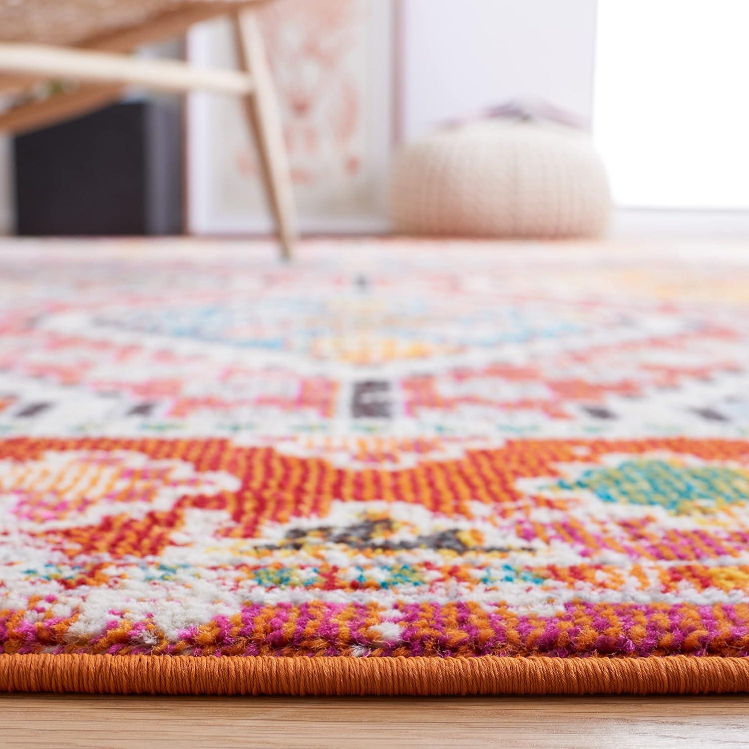 image:imageSAFAVIEH Area Rug 8x10 Madison Collection Large Black amp Yellow Boho Diamond Distressed Design NonShedding amp Easy Cleaning Ideal for Living Room Bedroom Office Dining Space MAD418ZRustPink