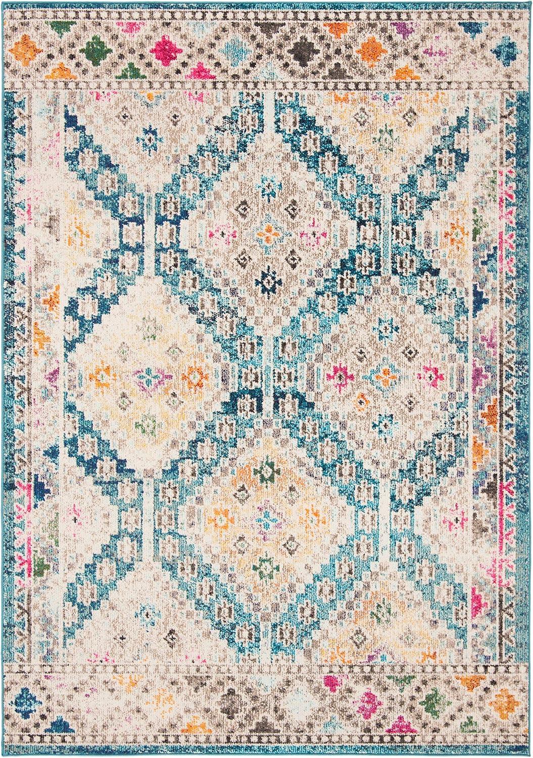 image:imageSAFAVIEH Area Rug 8x10 Madison Collection Large Black amp Yellow Boho Diamond Distressed Design NonShedding amp Easy Cleaning Ideal for Living Room Bedroom Office Dining Space MAD418ZDark BlueYellow