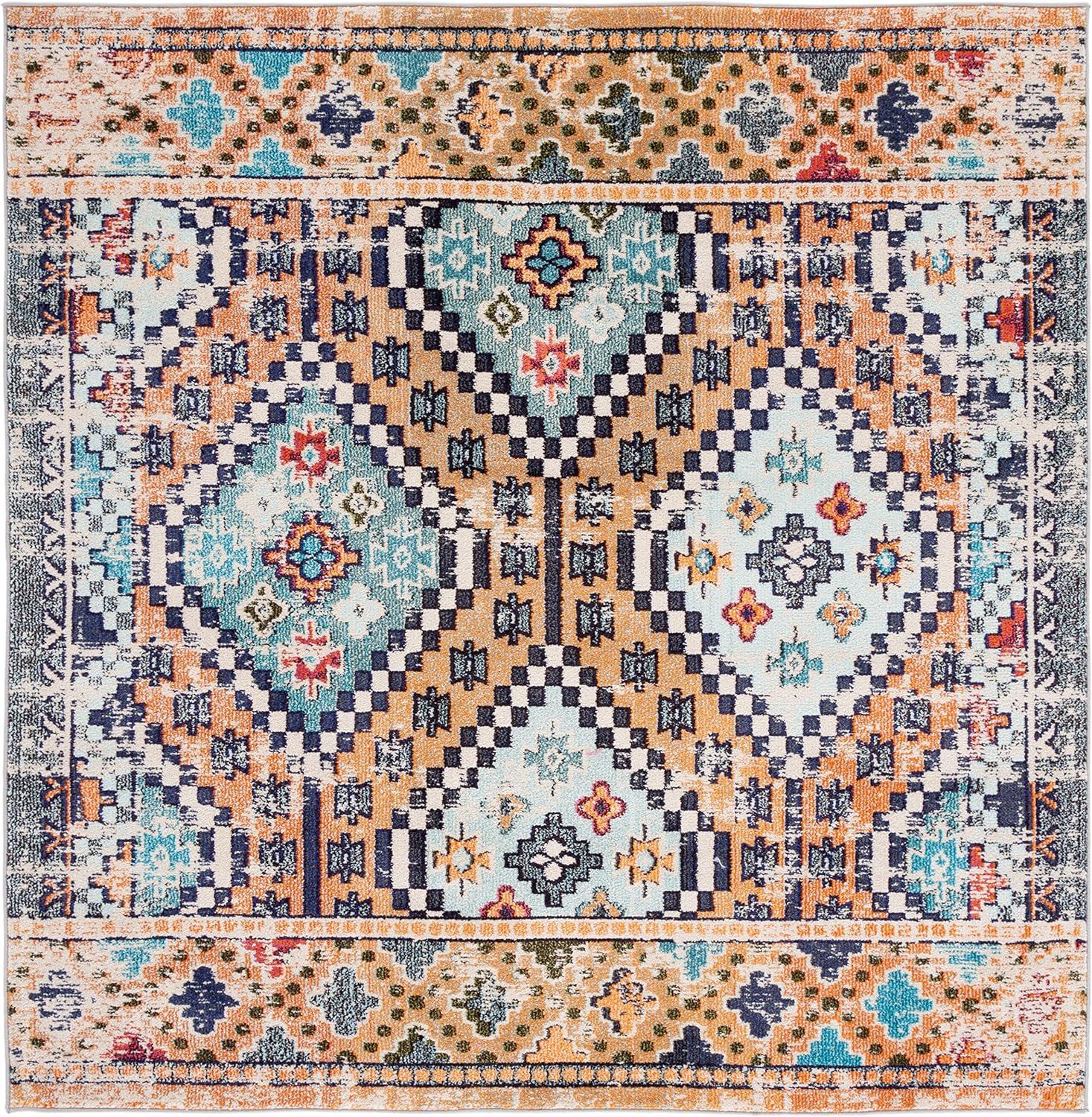 image:imageSAFAVIEH Area Rug 8x10 Madison Collection Large Black amp Yellow Boho Diamond Distressed Design NonShedding amp Easy Cleaning Ideal for Living Room Bedroom Office Dining Space MAD418ZOrangeBeige