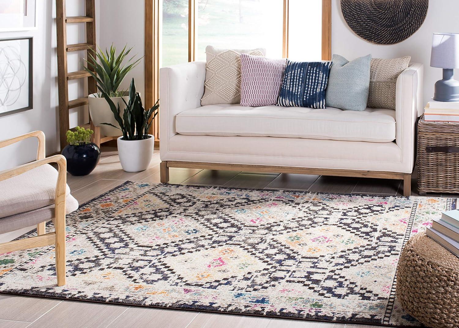 image:imageSAFAVIEH Area Rug 8x10 Madison Collection Large Black amp Yellow Boho Diamond Distressed Design NonShedding amp Easy Cleaning Ideal for Living Room Bedroom Office Dining Space MAD418ZBlackYellow