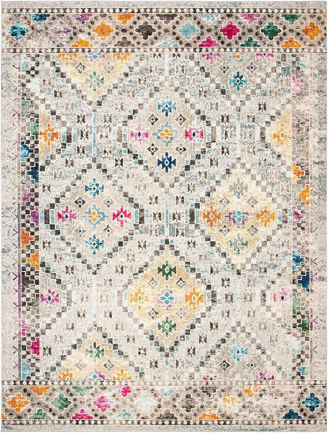image:imageSAFAVIEH Area Rug 8x10 Madison Collection Large Black amp Yellow Boho Diamond Distressed Design NonShedding amp Easy Cleaning Ideal for Living Room Bedroom Office Dining Space MAD418ZGreyYellow