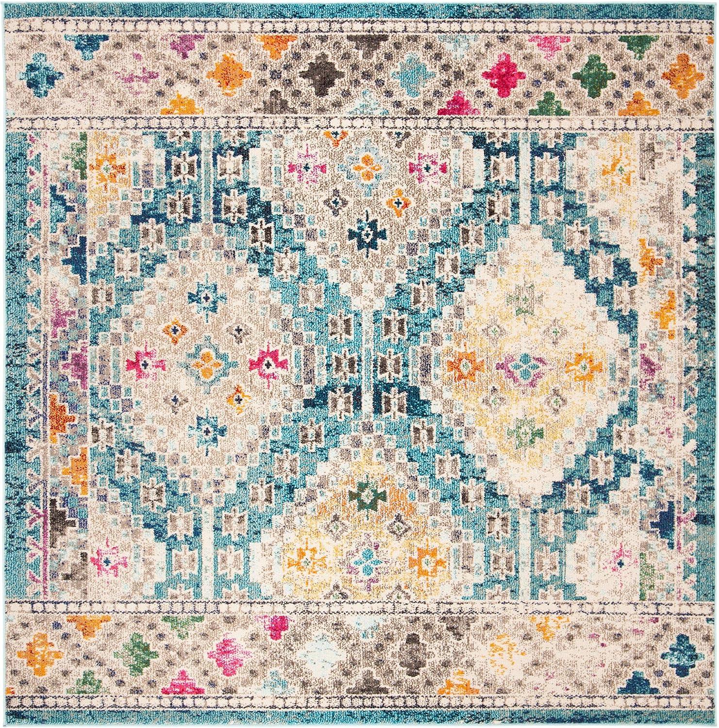 image:imageSAFAVIEH Area Rug 8x10 Madison Collection Large Black amp Yellow Boho Diamond Distressed Design NonShedding amp Easy Cleaning Ideal for Living Room Bedroom Office Dining Space MAD418ZDark BlueYellow