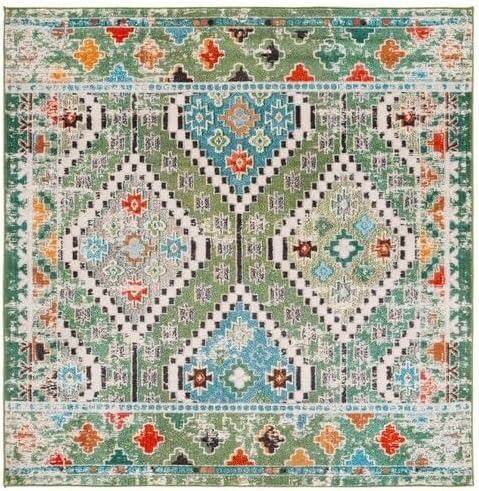 image:imageSAFAVIEH Area Rug 8x10 Madison Collection Large Black amp Yellow Boho Diamond Distressed Design NonShedding amp Easy Cleaning Ideal for Living Room Bedroom Office Dining Space MAD418ZGreenBeige