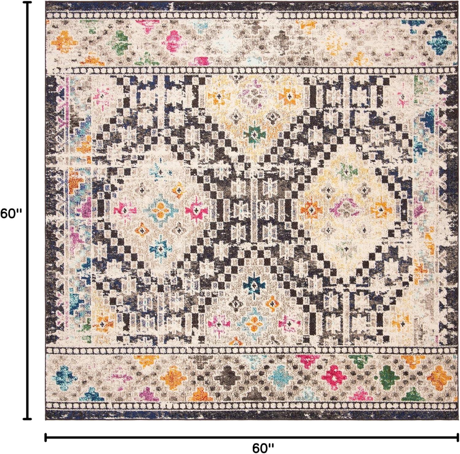 image:imageSAFAVIEH Area Rug 8x10 Madison Collection Large Black amp Yellow Boho Diamond Distressed Design NonShedding amp Easy Cleaning Ideal for Living Room Bedroom Office Dining Space MAD418ZBlackYellow