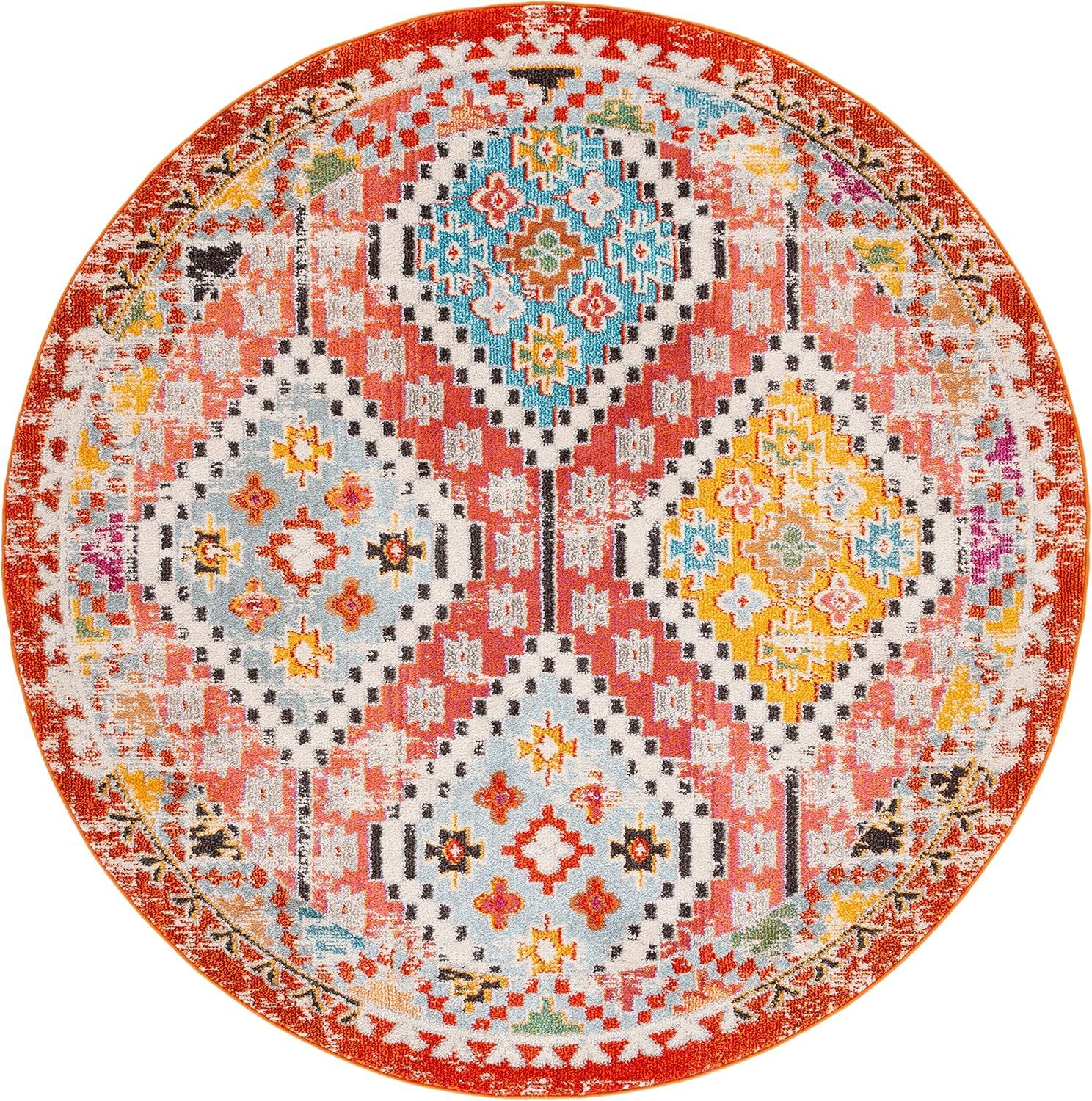 image:imageSAFAVIEH Area Rug 8x10 Madison Collection Large Black amp Yellow Boho Diamond Distressed Design NonShedding amp Easy Cleaning Ideal for Living Room Bedroom Office Dining Space MAD418ZRustPink