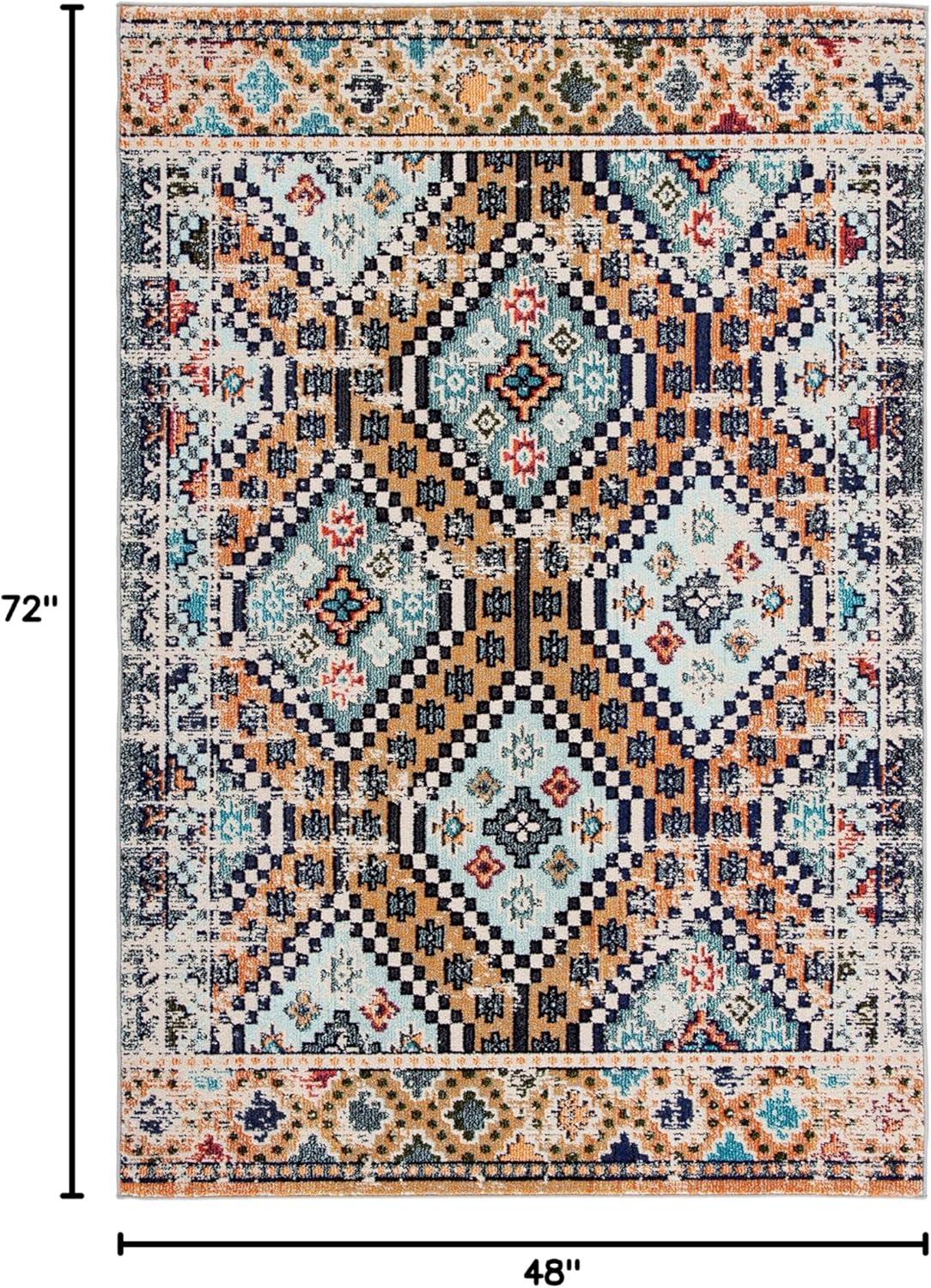 image:imageSAFAVIEH Area Rug 8x10 Madison Collection Large Black amp Yellow Boho Diamond Distressed Design NonShedding amp Easy Cleaning Ideal for Living Room Bedroom Office Dining Space MAD418ZOrangeBeige
