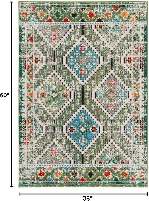 image:imageSAFAVIEH Area Rug 8x10 Madison Collection Large Black amp Yellow Boho Diamond Distressed Design NonShedding amp Easy Cleaning Ideal for Living Room Bedroom Office Dining Space MAD418ZGreenBeige