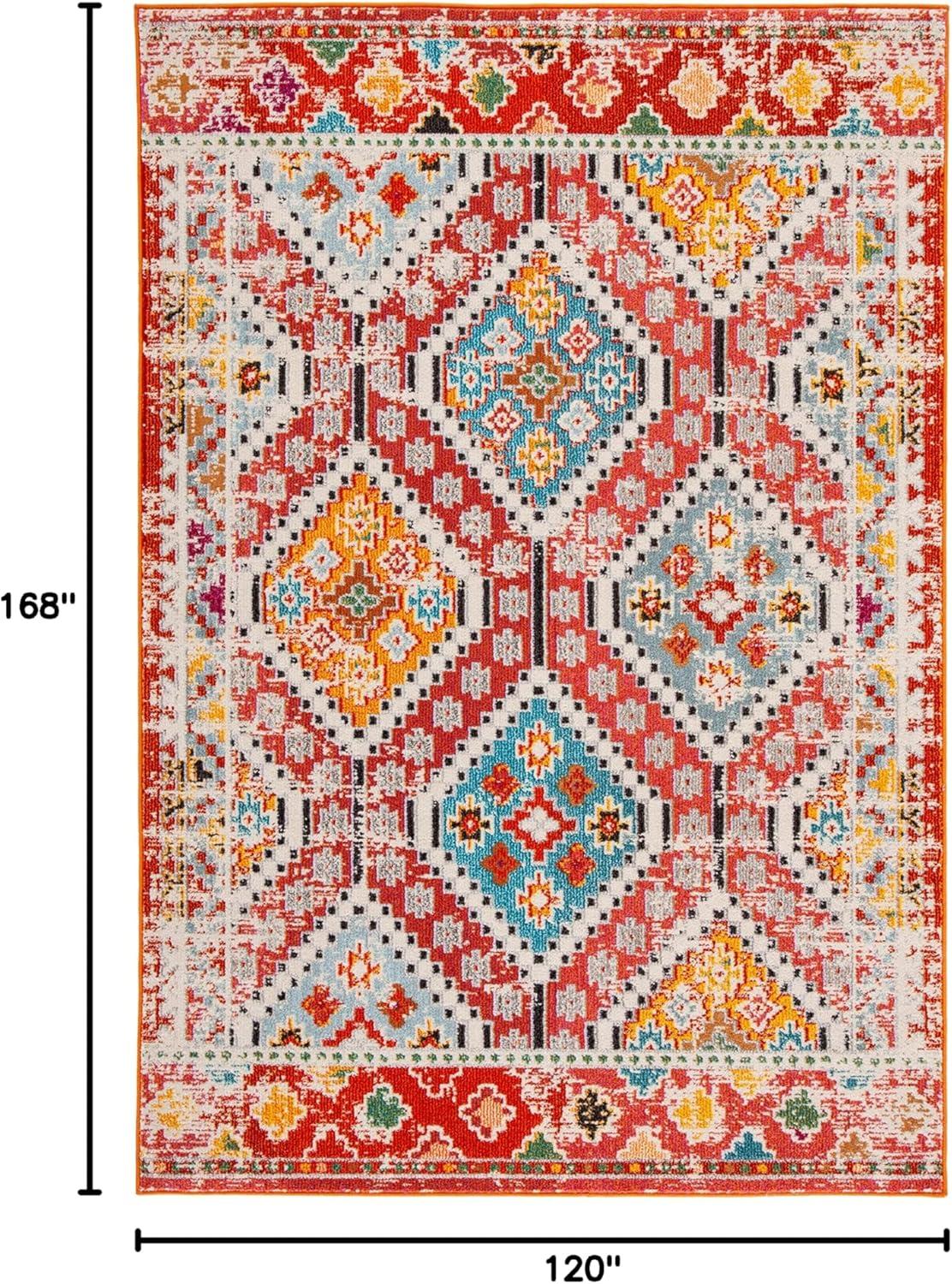 image:imageSAFAVIEH Area Rug 8x10 Madison Collection Large Black amp Yellow Boho Diamond Distressed Design NonShedding amp Easy Cleaning Ideal for Living Room Bedroom Office Dining Space MAD418ZRustPink