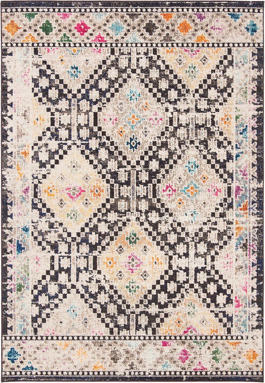 image:imageSAFAVIEH Area Rug 8x10 Madison Collection Large Black amp Yellow Boho Diamond Distressed Design NonShedding amp Easy Cleaning Ideal for Living Room Bedroom Office Dining Space MAD418ZBlackYellow