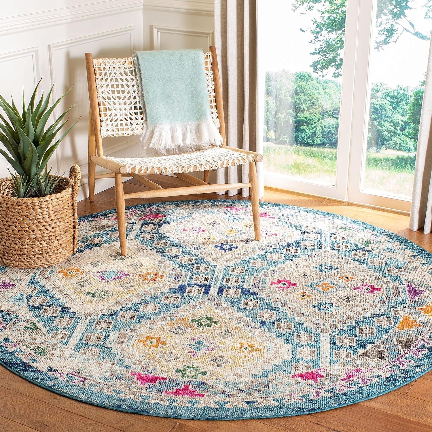 image:imageSAFAVIEH Area Rug 8x10 Madison Collection Large Black amp Yellow Boho Diamond Distressed Design NonShedding amp Easy Cleaning Ideal for Living Room Bedroom Office Dining Space MAD418ZDark BlueYellow