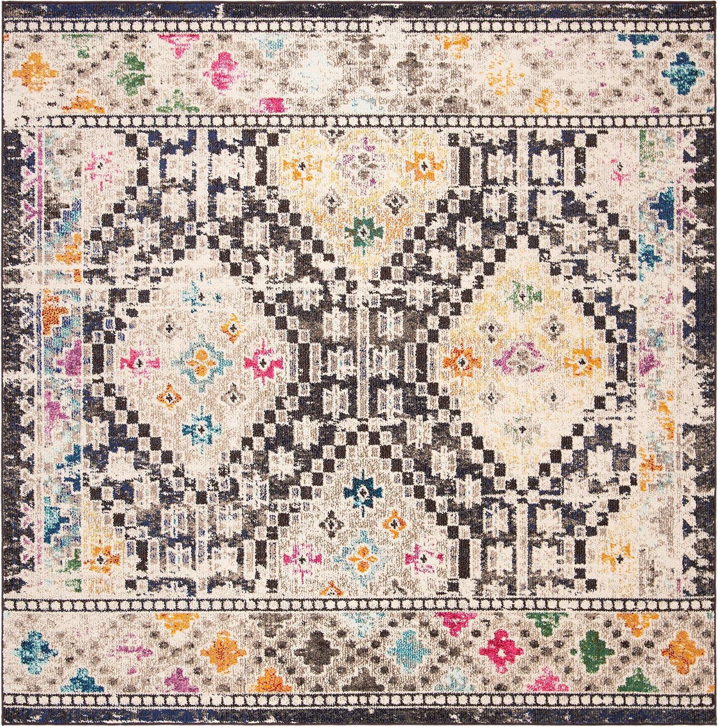 image:imageSAFAVIEH Area Rug 8x10 Madison Collection Large Black amp Yellow Boho Diamond Distressed Design NonShedding amp Easy Cleaning Ideal for Living Room Bedroom Office Dining Space MAD418ZBlackYellow