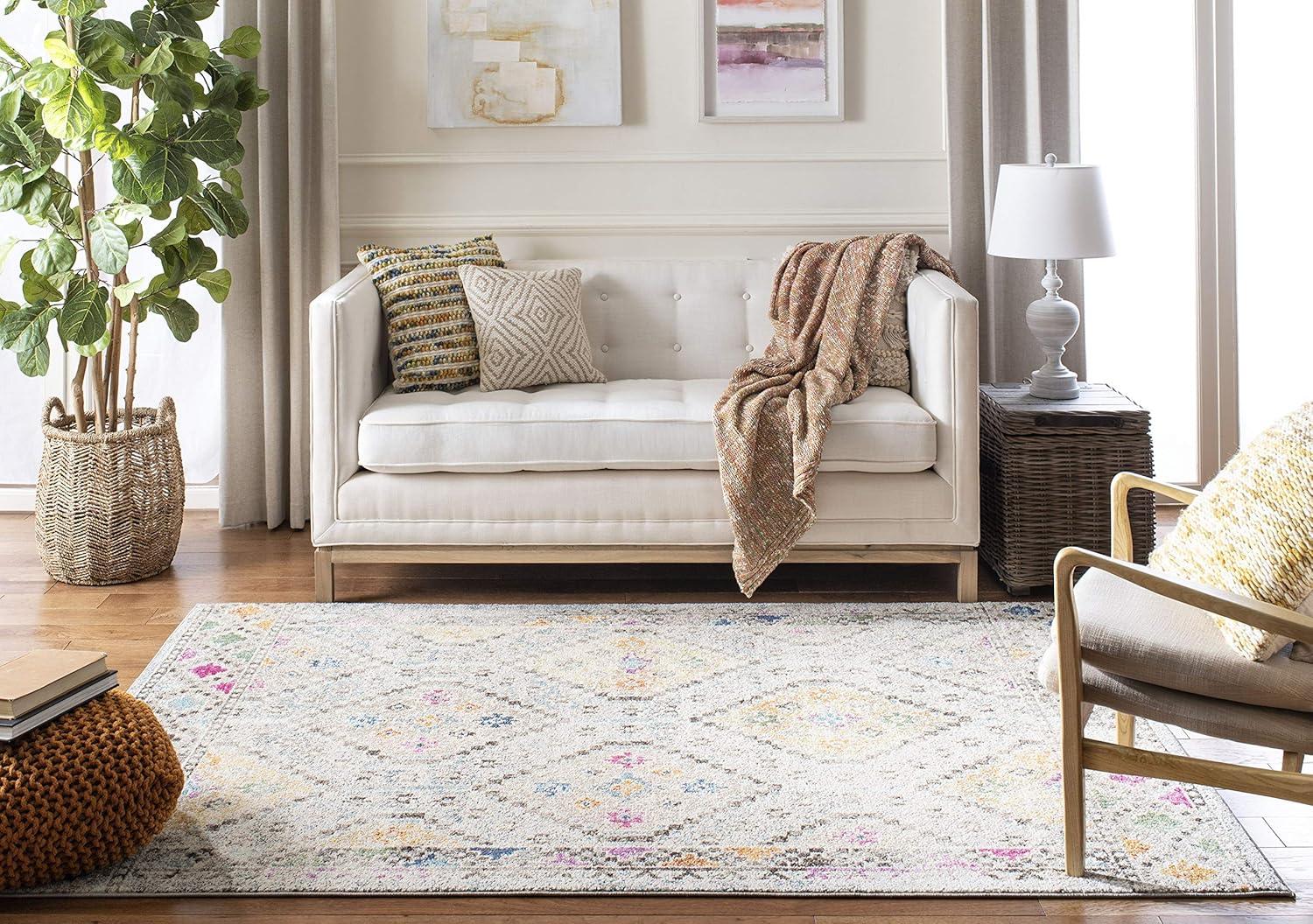 image:imageSAFAVIEH Area Rug 8x10 Madison Collection Large Black amp Yellow Boho Diamond Distressed Design NonShedding amp Easy Cleaning Ideal for Living Room Bedroom Office Dining Space MAD418ZGreyYellow