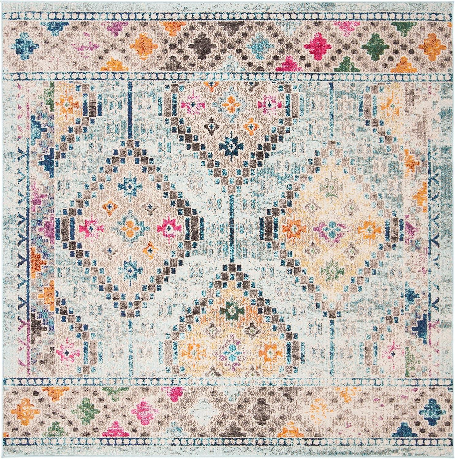 image:imageSAFAVIEH Area Rug 8x10 Madison Collection Large Black amp Yellow Boho Diamond Distressed Design NonShedding amp Easy Cleaning Ideal for Living Room Bedroom Office Dining Space MAD418ZBlueYellow