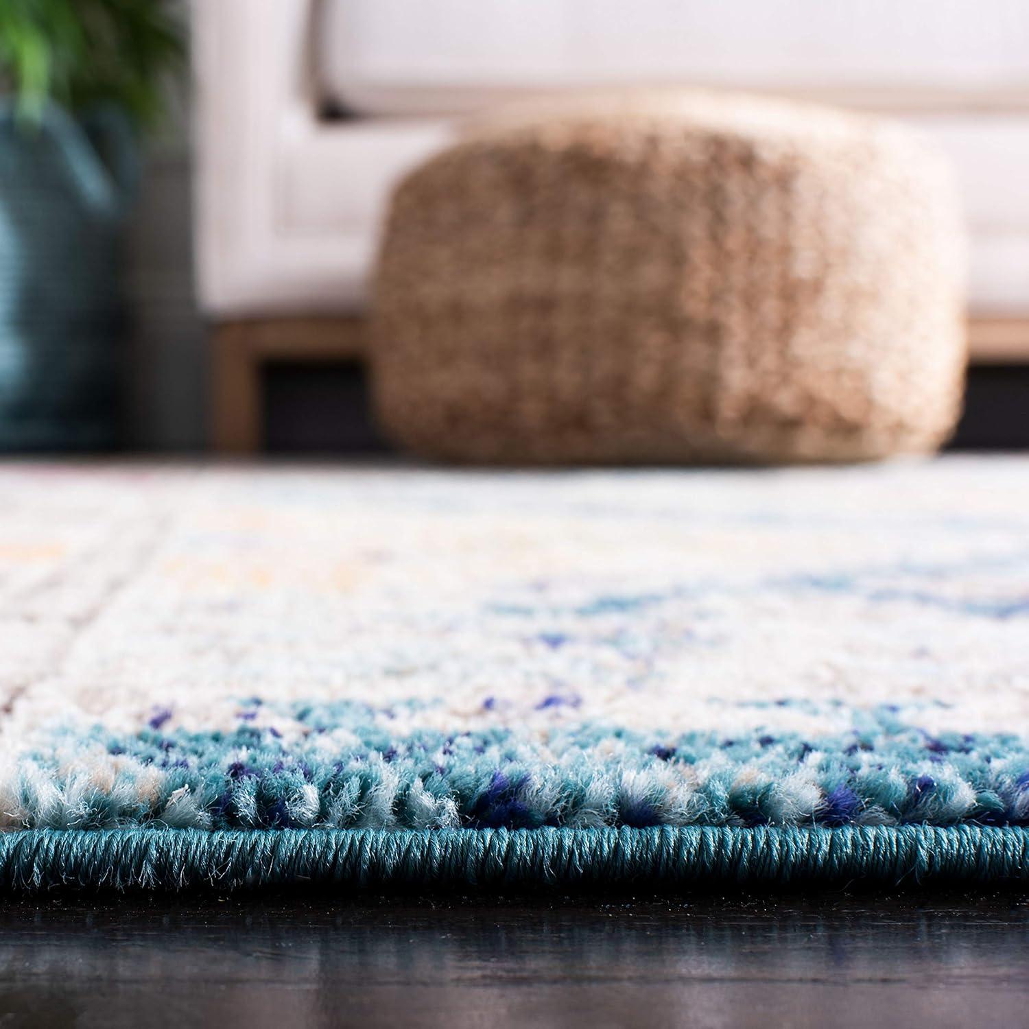 image:imageSAFAVIEH Area Rug 8x10 Madison Collection Large Black amp Yellow Boho Diamond Distressed Design NonShedding amp Easy Cleaning Ideal for Living Room Bedroom Office Dining Space MAD418ZDark BlueYellow