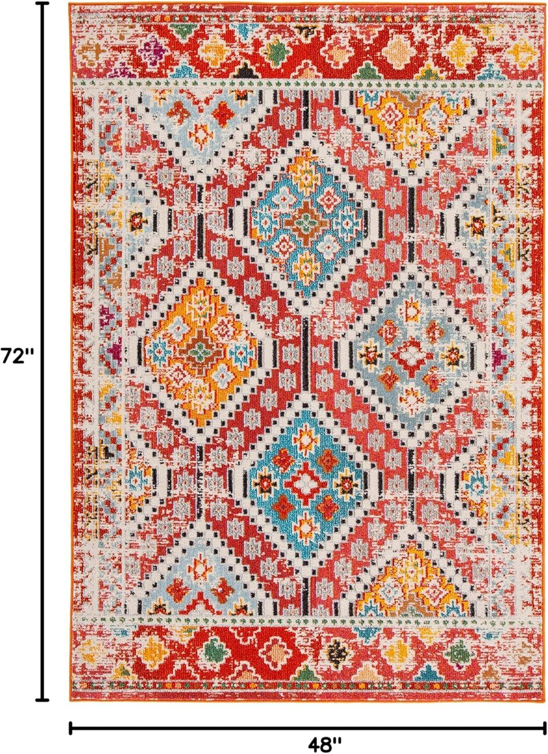 image:imageSAFAVIEH Area Rug 8x10 Madison Collection Large Black amp Yellow Boho Diamond Distressed Design NonShedding amp Easy Cleaning Ideal for Living Room Bedroom Office Dining Space MAD418ZRustPink