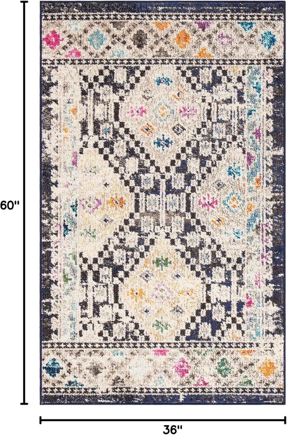 image:imageSAFAVIEH Area Rug 8x10 Madison Collection Large Black amp Yellow Boho Diamond Distressed Design NonShedding amp Easy Cleaning Ideal for Living Room Bedroom Office Dining Space MAD418ZBlackYellow