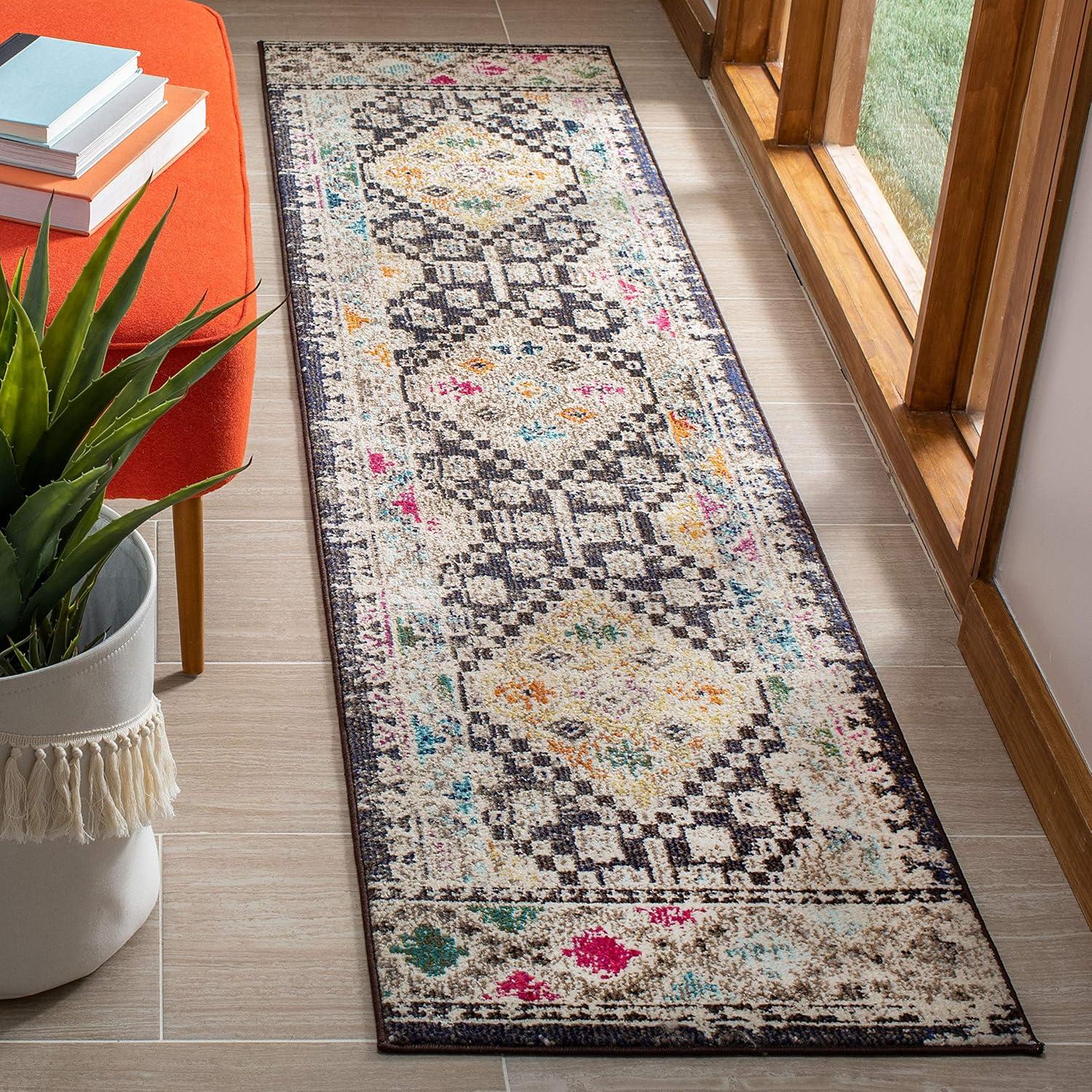 image:imageSAFAVIEH Area Rug 8x10 Madison Collection Large Black amp Yellow Boho Diamond Distressed Design NonShedding amp Easy Cleaning Ideal for Living Room Bedroom Office Dining Space MAD418ZBlackYellow