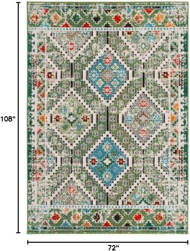 image:imageSAFAVIEH Area Rug 8x10 Madison Collection Large Black amp Yellow Boho Diamond Distressed Design NonShedding amp Easy Cleaning Ideal for Living Room Bedroom Office Dining Space MAD418ZGreenBeige