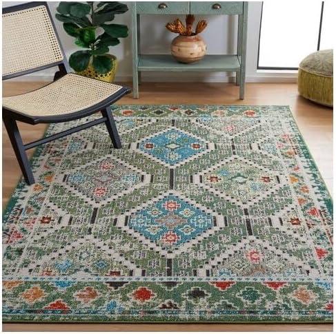 image:imageSAFAVIEH Area Rug 8x10 Madison Collection Large Black amp Yellow Boho Diamond Distressed Design NonShedding amp Easy Cleaning Ideal for Living Room Bedroom Office Dining Space MAD418ZGreenBeige