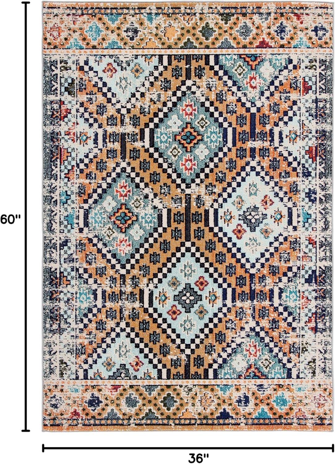 image:imageSAFAVIEH Area Rug 8x10 Madison Collection Large Black amp Yellow Boho Diamond Distressed Design NonShedding amp Easy Cleaning Ideal for Living Room Bedroom Office Dining Space MAD418ZOrangeBeige