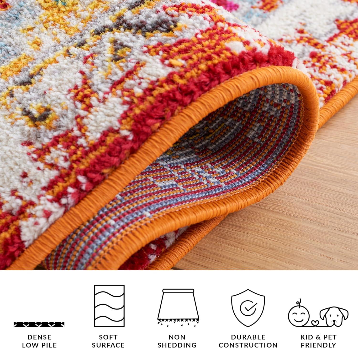 image:imageSAFAVIEH Area Rug 8x10 Madison Collection Large Black amp Yellow Boho Diamond Distressed Design NonShedding amp Easy Cleaning Ideal for Living Room Bedroom Office Dining Space MAD418ZRustPink