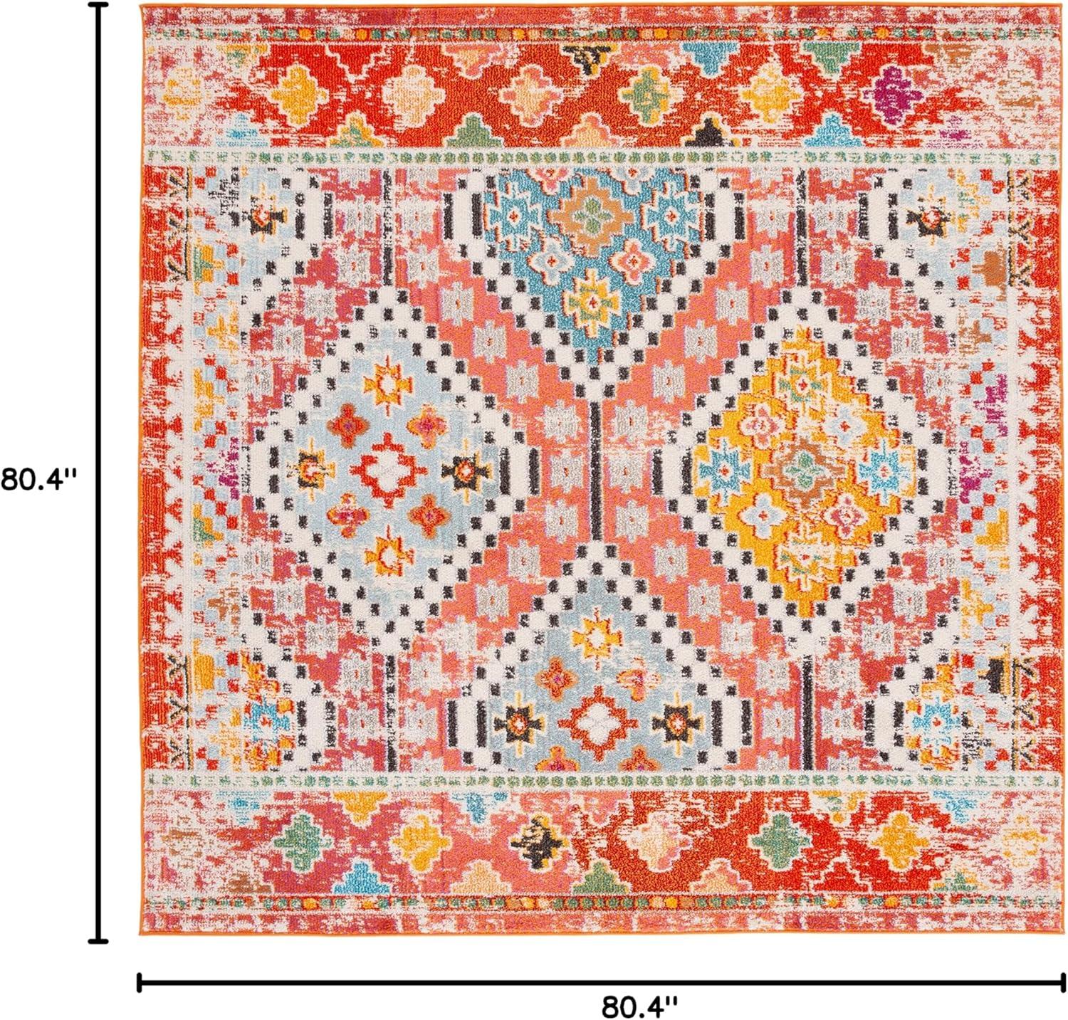 image:imageSAFAVIEH Area Rug 8x10 Madison Collection Large Black amp Yellow Boho Diamond Distressed Design NonShedding amp Easy Cleaning Ideal for Living Room Bedroom Office Dining Space MAD418ZRustPink