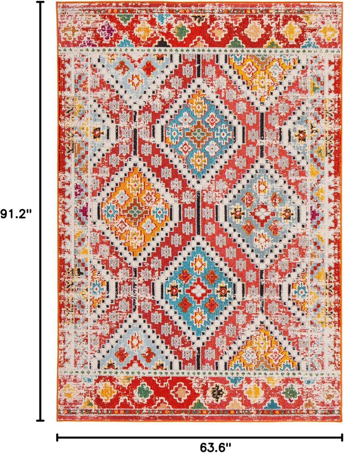 image:imageSAFAVIEH Area Rug 8x10 Madison Collection Large Black amp Yellow Boho Diamond Distressed Design NonShedding amp Easy Cleaning Ideal for Living Room Bedroom Office Dining Space MAD418ZRustPink