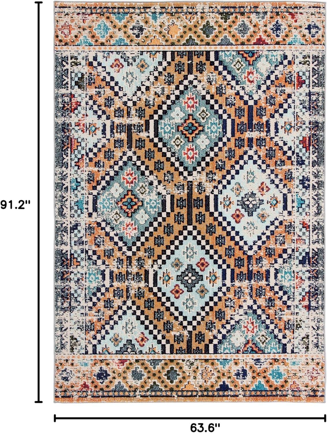 image:imageSAFAVIEH Area Rug 8x10 Madison Collection Large Black amp Yellow Boho Diamond Distressed Design NonShedding amp Easy Cleaning Ideal for Living Room Bedroom Office Dining Space MAD418ZOrangeBeige