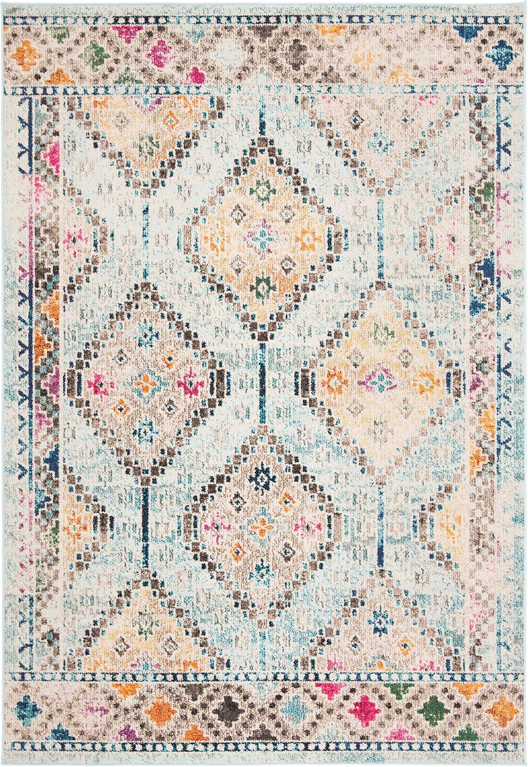 image:imageSAFAVIEH Area Rug 8x10 Madison Collection Large Black amp Yellow Boho Diamond Distressed Design NonShedding amp Easy Cleaning Ideal for Living Room Bedroom Office Dining Space MAD418ZBlueYellow