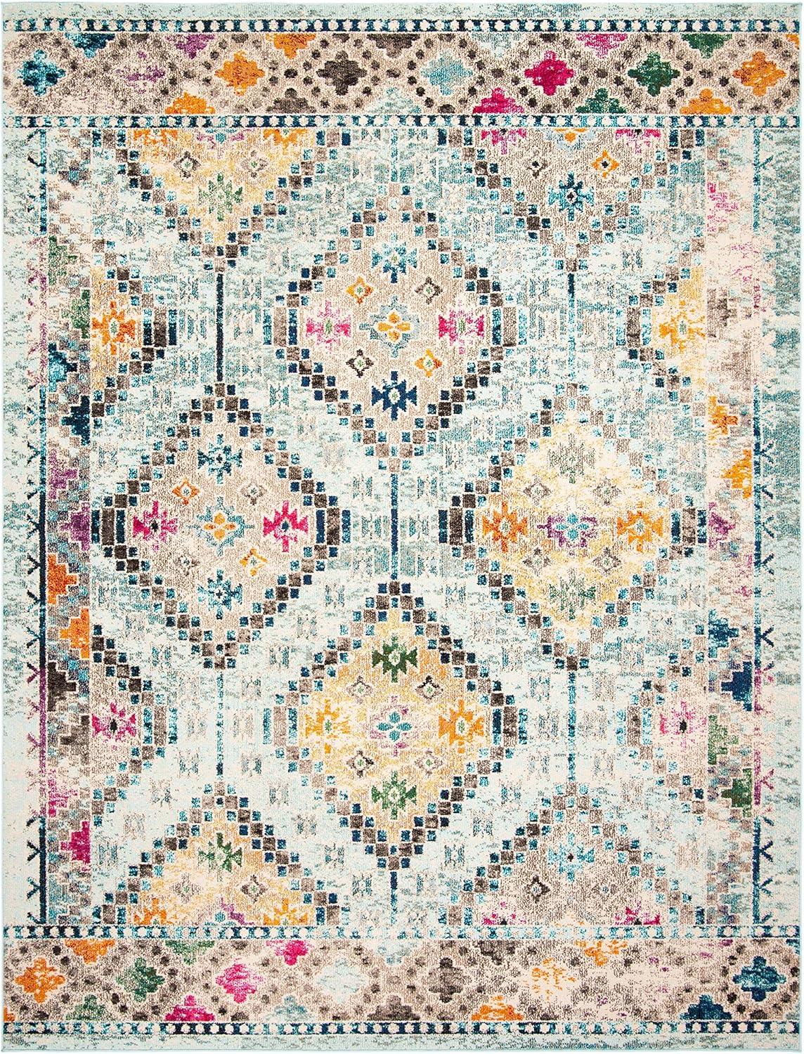 image:imageSAFAVIEH Area Rug 8x10 Madison Collection Large Black amp Yellow Boho Diamond Distressed Design NonShedding amp Easy Cleaning Ideal for Living Room Bedroom Office Dining Space MAD418ZBlueYellow
