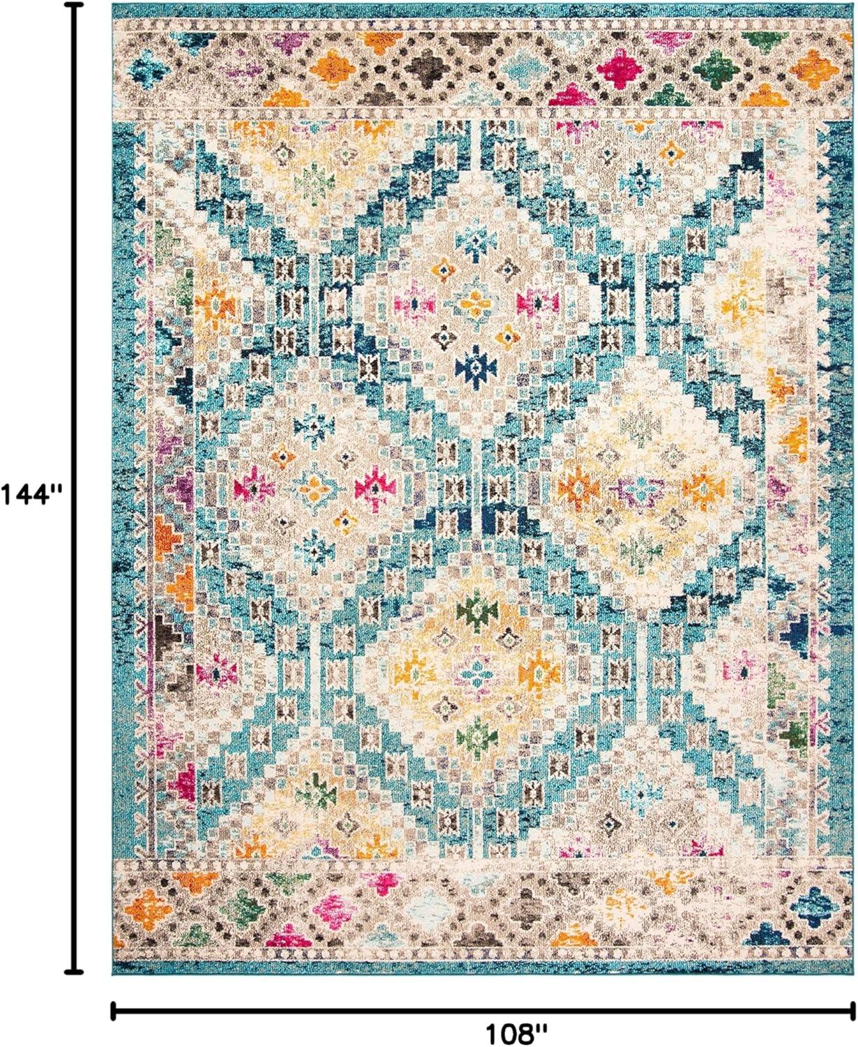 image:imageSAFAVIEH Area Rug 8x10 Madison Collection Large Black amp Yellow Boho Diamond Distressed Design NonShedding amp Easy Cleaning Ideal for Living Room Bedroom Office Dining Space MAD418ZDark BlueYellow