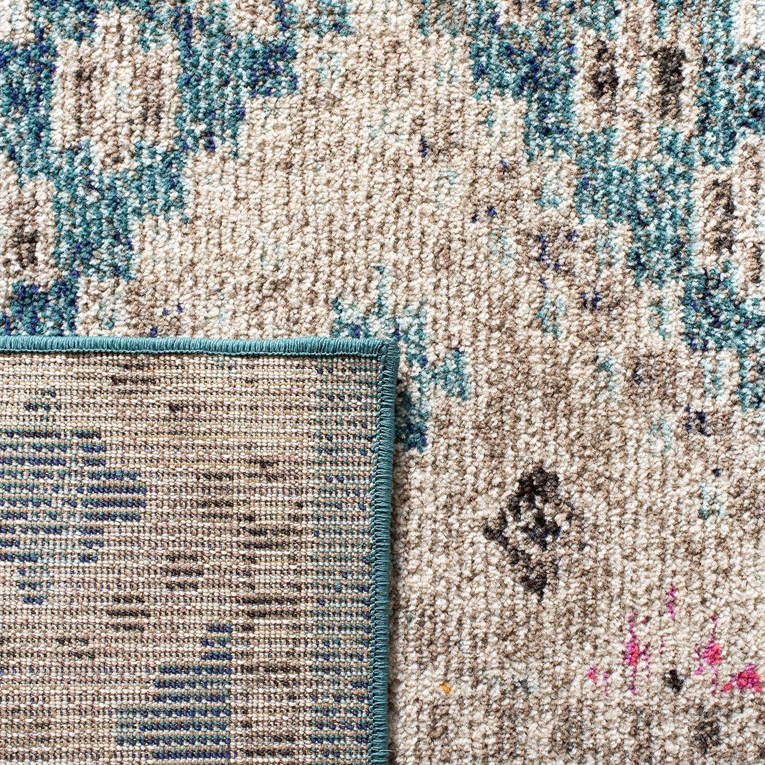 image:imageSAFAVIEH Area Rug 8x10 Madison Collection Large Black amp Yellow Boho Diamond Distressed Design NonShedding amp Easy Cleaning Ideal for Living Room Bedroom Office Dining Space MAD418ZDark BlueYellow